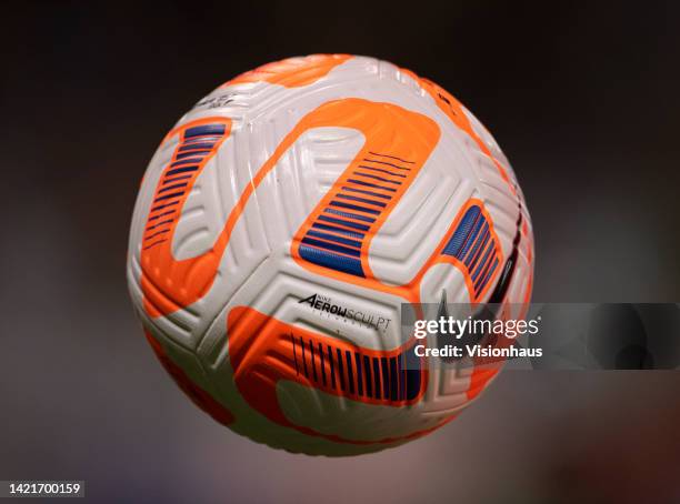 The Nike match ball during the FIFA Women's World Cup 2023 Qualifier group D match between England and Luxembourg at Bet365 Stadium on September 6,...