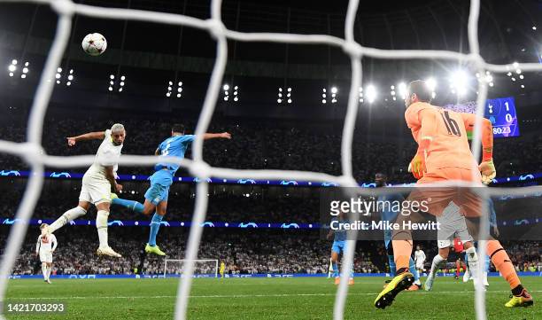 Richarlison of Tottenham Hotspur scores their team's second goal during the UEFA Champions League group D match between Tottenham Hotspur and...