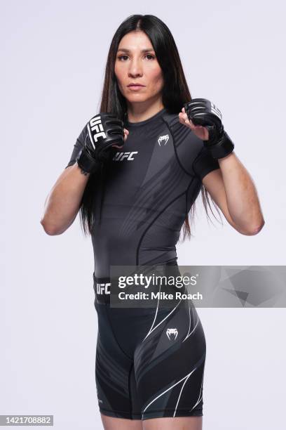 Irene Aldana poses for a portrait during a UFC photo session on September 7, 2022 in Las Vegas, Nevada.