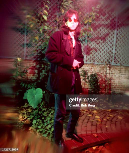 American singer, songwriter, musician and record producer Ric Ocasek , former front man of American rock band The Cars, poses for a portrait in...