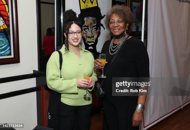 Noor Lobad and Pat Stevenson attend The Fragrance Foundation Media Connections Brunch at Melba's Harlem on September 07, 2022 in New York City.