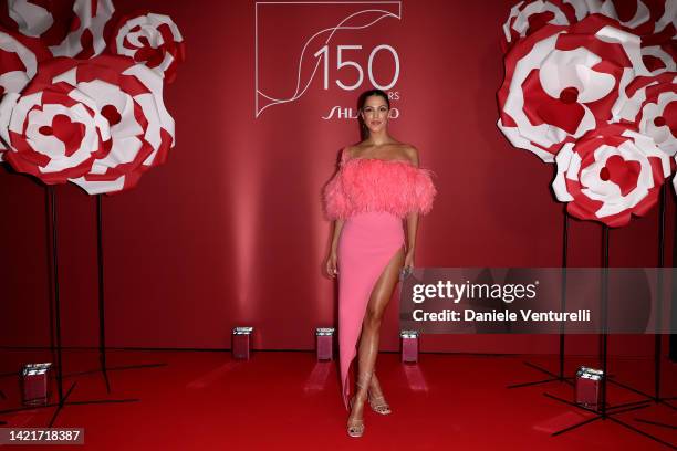 Iris Mittenaere attends the Shiseido 150th anniversary gala on September 07, 2022 in Venice, Italy.