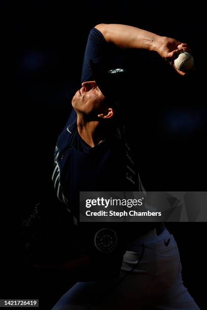 Chris Flexen of the Seattle Mariners pitches during the ninth inning against the Chicago White Sox at T-Mobile Park on September 07, 2022 in Seattle,...