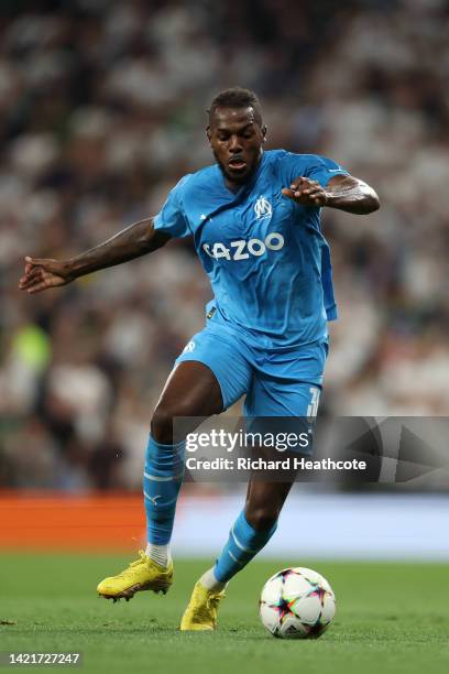 Nuno Tavares of Marseille in action during the UEFA Champions League group D match between Tottenham Hotspur and Olympique Marseille at Tottenham...