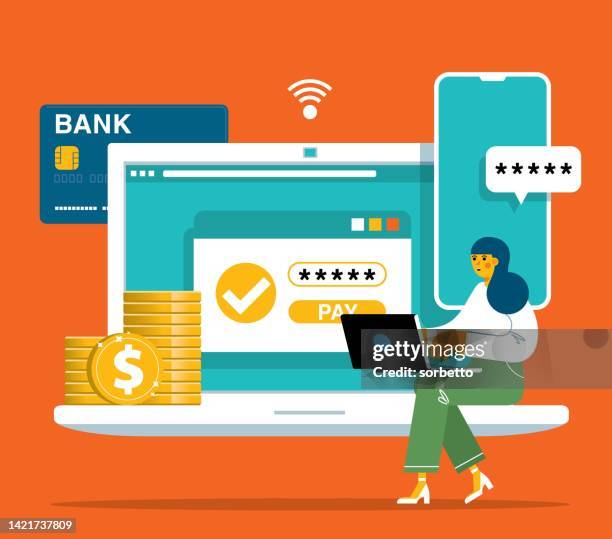 online banking - bank account stock illustrations