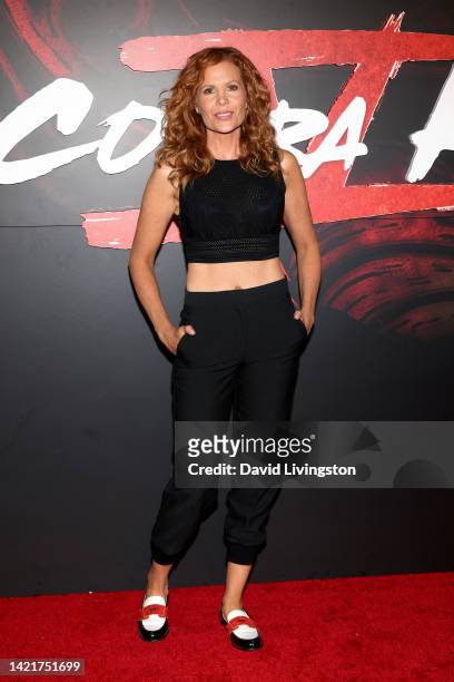 Robyn Lively attends Netflix's "Cobra Kai" Season 5 Premiere Event at Los Angeles State Historic Park on September 07, 2022 in Los Angeles,...