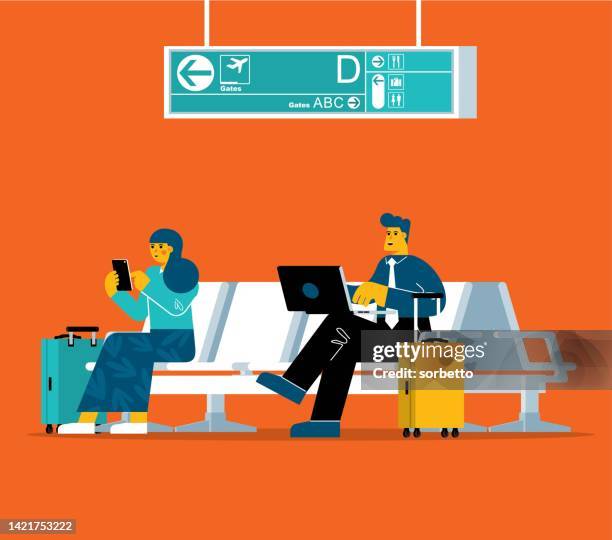 ilustrações de stock, clip art, desenhos animados e ícones de airport lounge - airport waiting lounge