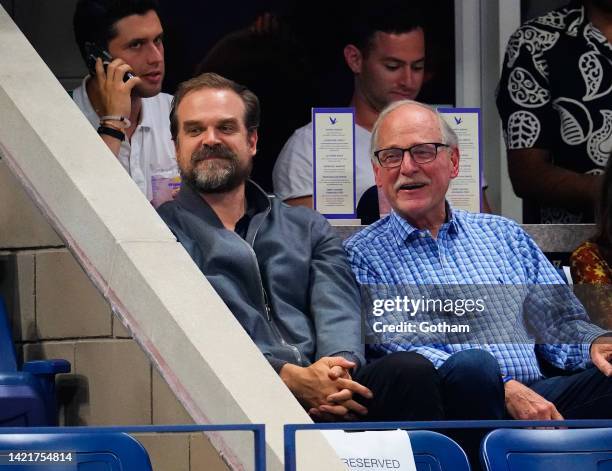 David Harbour and Kenneth Harbour attend the 2022 US Open at USTA Billie Jean King National Tennis Center on September 7, 2022 in the Flushing...