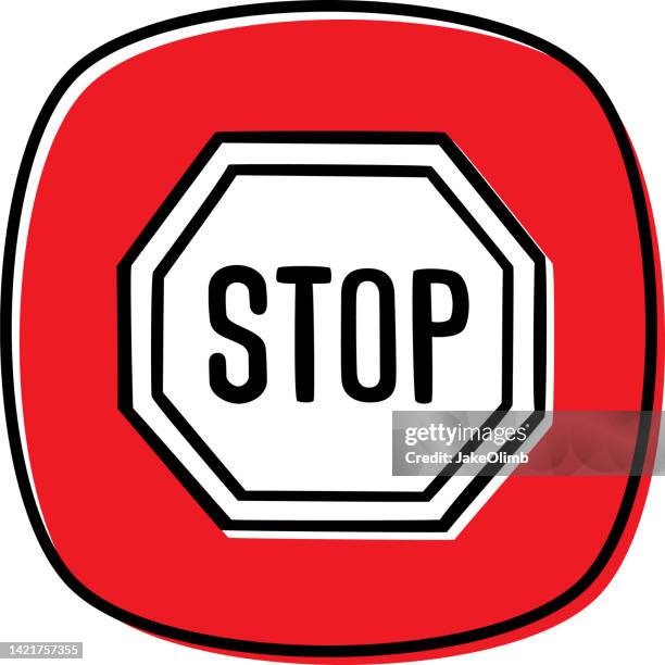 ilustrações de stock, clip art, desenhos animados e ícones de stop sign doodle 2 - produto artístico