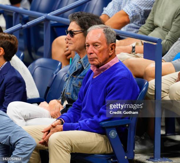Diane Taylor, Jasper Michael Brown Quintana, and Michael Bloomberg attend the 2022 US Open at USTA Billie Jean King National Tennis Center on...