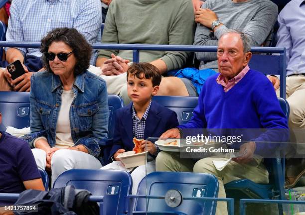 Diane Taylor, Jasper Michael Brown Quintana, and Michael Bloomberg attend the 2022 US Open at USTA Billie Jean King National Tennis Center on...