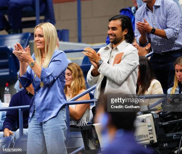 Lindsey Vonn and Diego Osorio attend the 2022 US Open at USTA Billie Jean King National Tennis Center on September 7, 2022 in the Flushing...