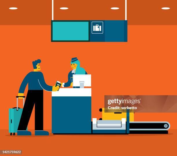 airport check-in - businessman - ticket counter stock illustrations