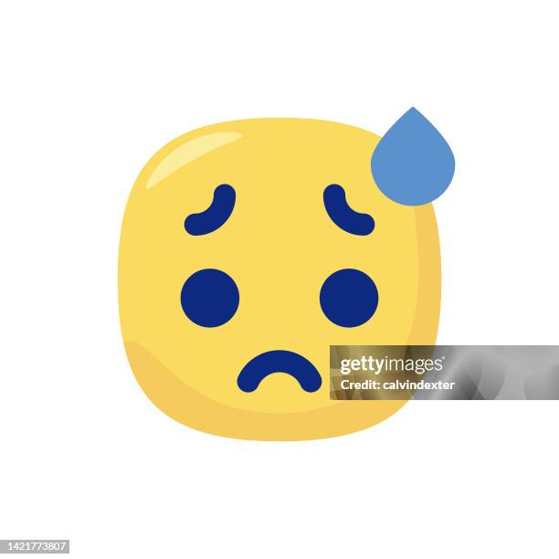 emoticon sticker design - sweating icon stock illustrations