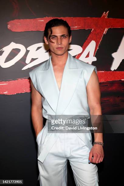 Tanner Buchanan attends Netflix's "Cobra Kai" Season 5 Premiere Event at Los Angeles State Historic Park on September 07, 2022 in Los Angeles,...