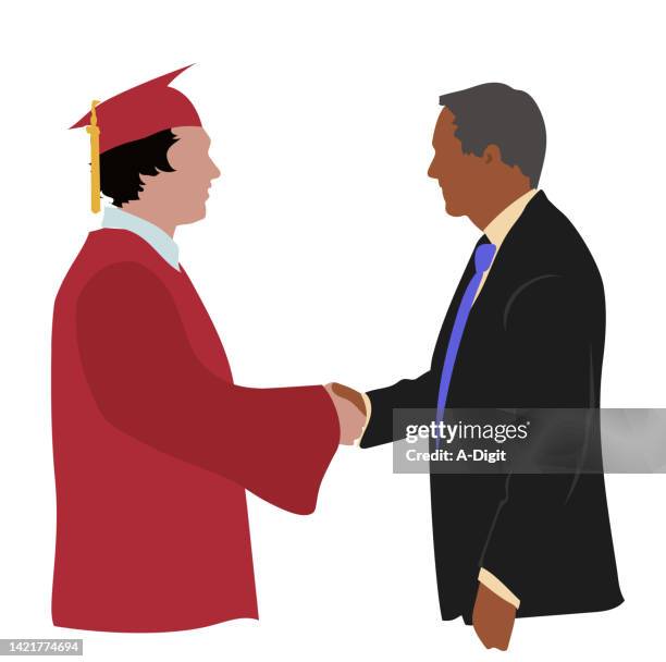 graduation send off red gown - medical school graduation stock illustrations