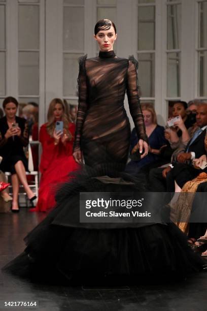 Model walks the runway during the Christian Siriano Spring/Summer 2023 NYFW Show at the Elizabeth Collective on September 07, 2022 in New York City.