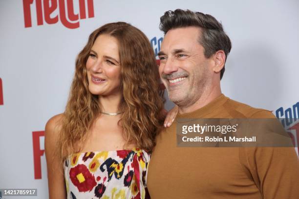 Anna Osceola and Jon Hamm attend "Confess, Fletch" screening at The West Hollywood EDITION on September 07, 2022 in West Hollywood, California.