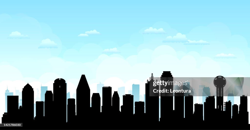 Dallas Skyline Silhouette (alle Gebäude sind beweglich und komplett)
