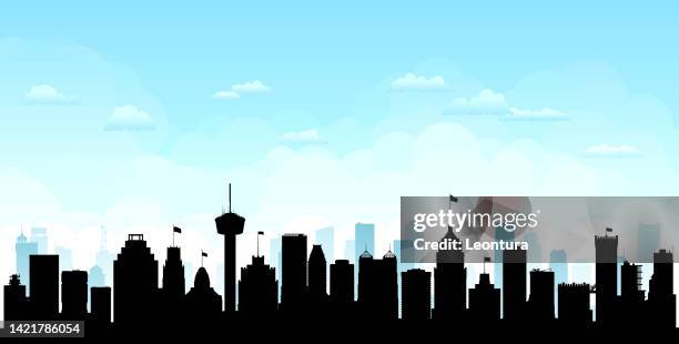 san antonio skyline silhouette (all buildings are complete and moveable) - san antonio skyline stock illustrations
