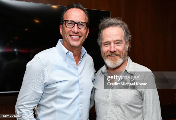 Charlie Collier and Bryan Cranston attend a special screening of Miramax's "Confess, Fletch" at The West Hollywood EDITION on September 07, 2022 in...