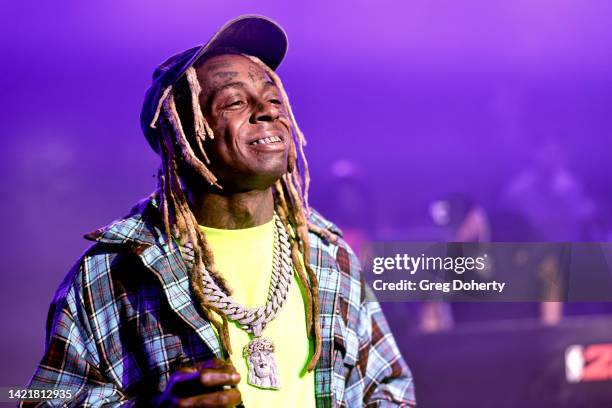Lil Wayne performs onstage at the NBA 2K23 Launch Event at Rolling Greens on September 07, 2022 in Los Angeles, California.