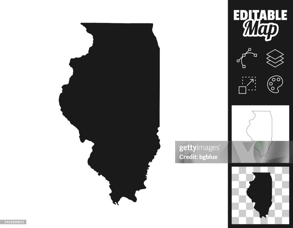 Illinois maps for design. Easily editable