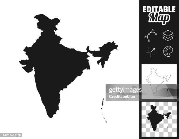 india maps for design. easily editable - india country outline stock illustrations