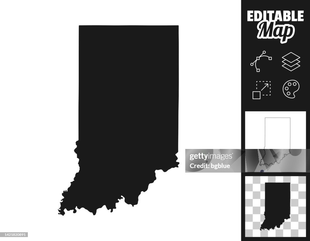 Indiana Maps For Design Easily Editable High-Res Vector Graphic - Getty ...