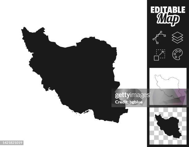 ilustraciones, imágenes clip art, dibujos animados e iconos de stock de mapas de irán para el diseño. fácilmente editable - iran mapa