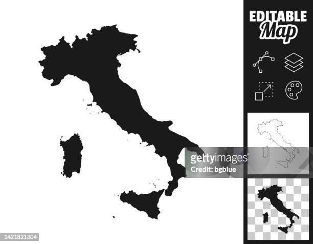 italy maps for design. easily editable - italy vector stock illustrations
