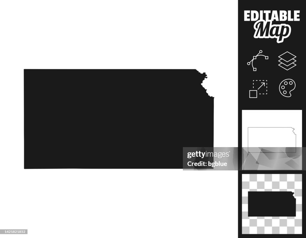 Mapas de Kansas para el diseño. Fácilmente editable