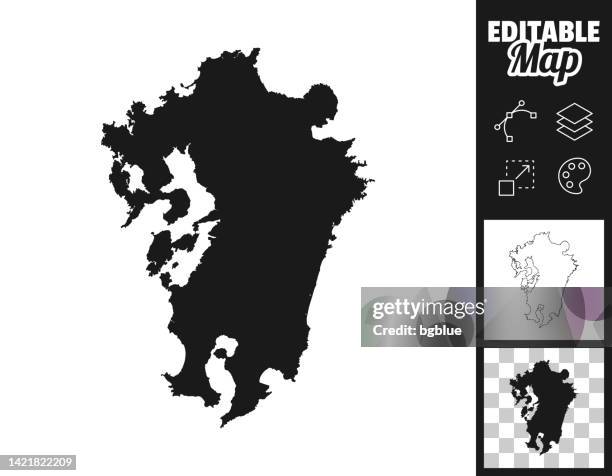 stockillustraties, clipart, cartoons en iconen met kyushu maps for design. easily editable - kyushu