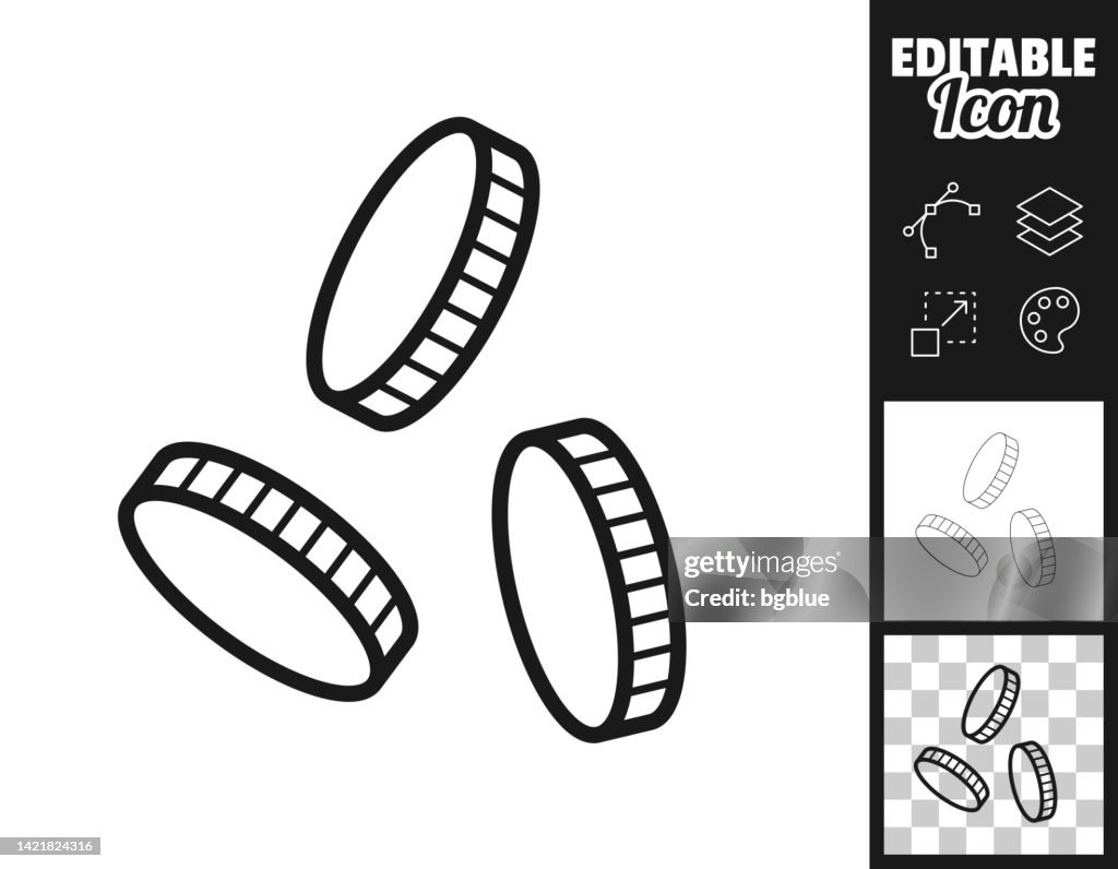 Coins falling. Icon for design. Easily editable
