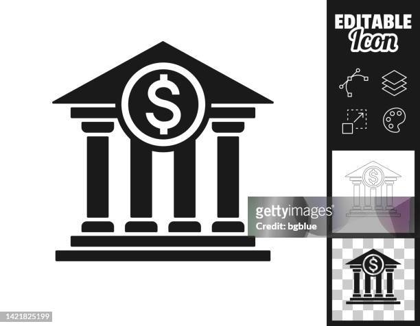 bank with dollar sign. icon for design. easily editable - banking sign stock illustrations