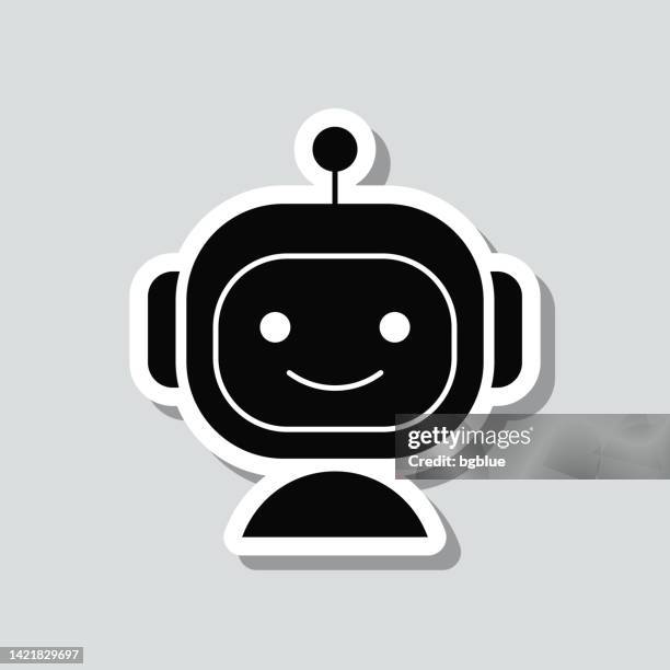 ilustrações de stock, clip art, desenhos animados e ícones de bot - robot face. icon sticker on gray background - facial expressions flat design character