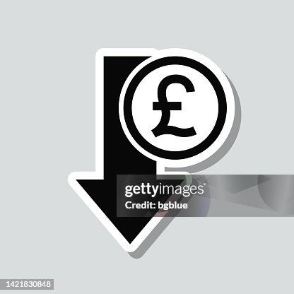Pound decrease. Icon sticker on gray background Pound decrease. Icon sticker on gray background