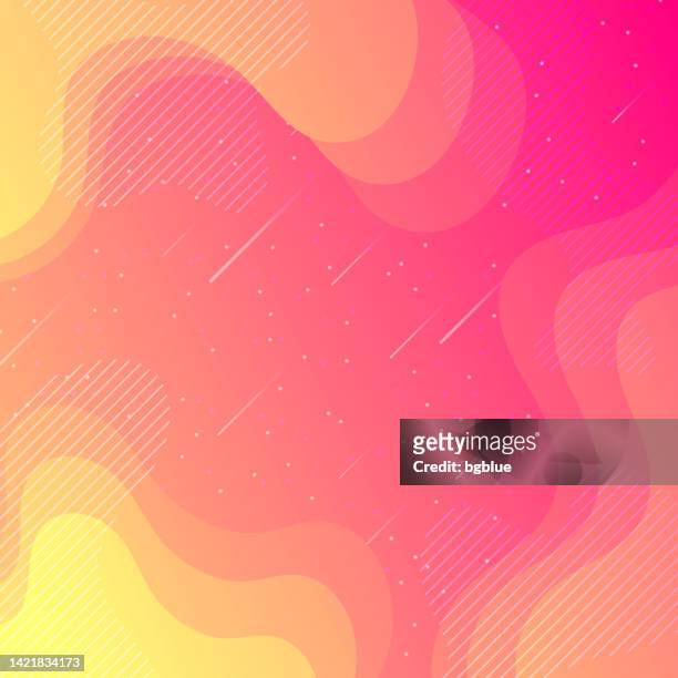 trendy starry sky with fluid and geometric shapes - orange gradient - meteor shower stock illustrations