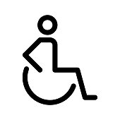 Handicapped patient outline icon. Disabled line sign.