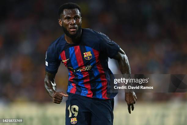 Franck Kessie of FC Barcelona looks on during the UEFA Champions League group C match between FC Barcelona and Viktoria Plzen at Spotify Camp Nou on...