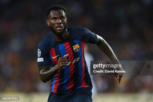 Franck Kessie of FC Barcelona looks on during the UEFA Champions League group C match between FC Barcelona and Viktoria Plzen at Spotify Camp Nou on...