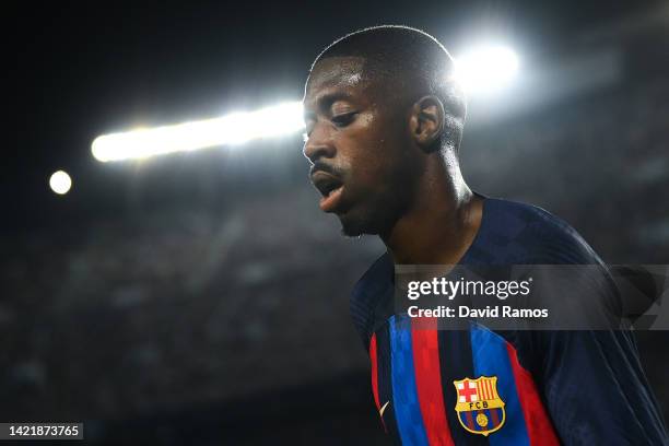 Ousmane Dembele of FC Barcelona looks on during the UEFA Champions League group C match between FC Barcelona and Viktoria Plzen at Spotify Camp Nou...