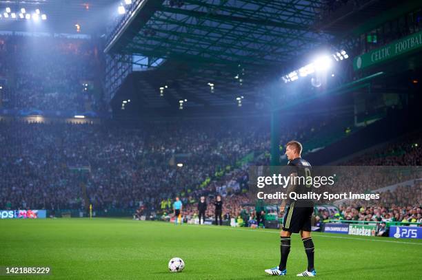 Toni Kroos of Real Madrid in action during the UEFA Champions League group F match between Celtic FC and Real Madrid at Celtic Park on September 06,...