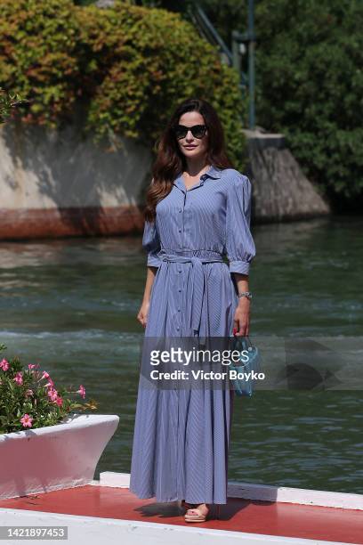 Giulia Elettra Gorietti arrives at the Hotel Excelsior during the 79th Venice International Film Festival on September 08, 2022 in Venice, Italy.