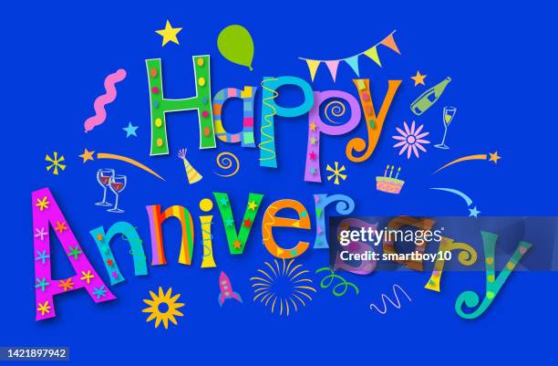 happy anniversary - wedding anniversary stock illustrations
