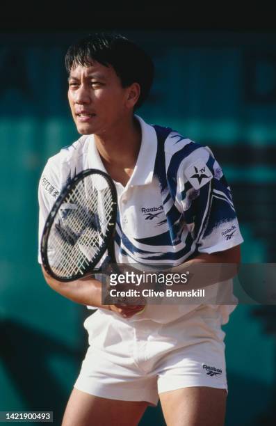 Michael Chang of the United States during the Men's Singles First Round match against compatriot Jim Grabb at the French Open Tennis Championship on...