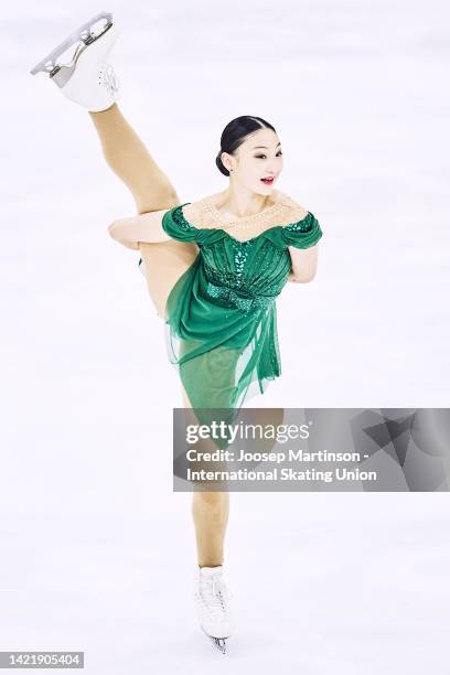 Cara Tang of New Zealand competes in the Junior Women's Short Program during the ISU Junior Grand Prix of Figure Skating at Volvo Sporta Centrs on...