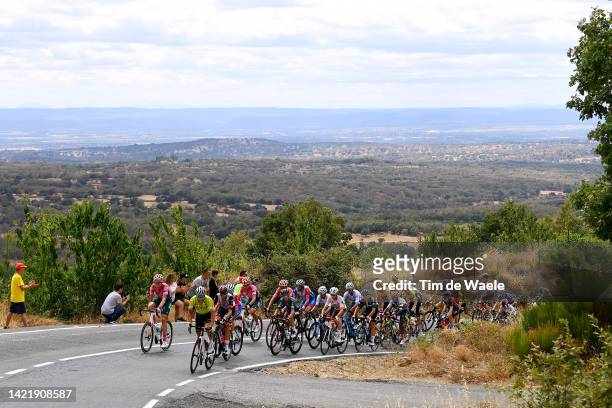 General view of the breakaway compete beginning to climb the Alto de la Desespera during the 77th Tour of Spain 2022, Stage 18 a 192km stage from...