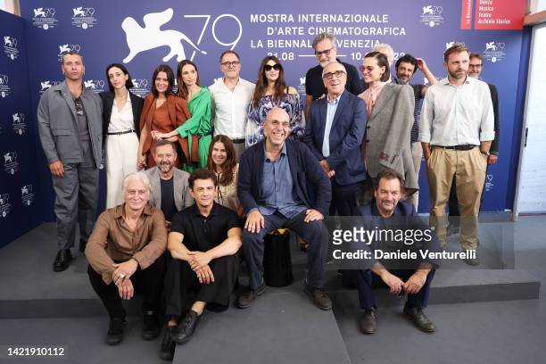 Cast and crew members of the movie attend the photocall for "Siccità" at the 79th Venice International Film Festival on September 08, 2022 in Venice,...