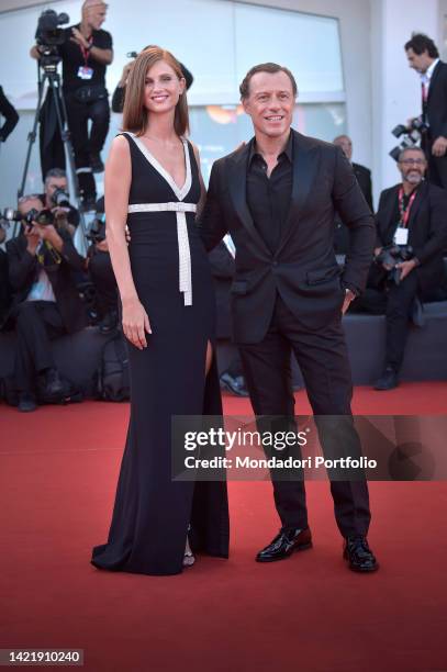 Italian actor Stefano Accorsi and his wife Bianca Vitali at the 79 Venice International Film Festival 2022. Il signore delle formiche red carpet....